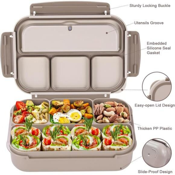 Bento Lunch Box Leakproof 4 Compartment Food Container with Utensils for Adults - Picture 4 of 8